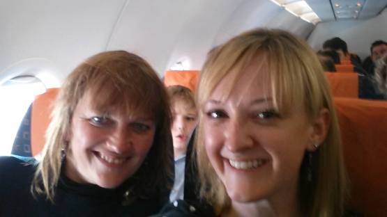 With Alana on a plane